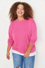 Trendyol Curve Fuchsia Bottom T-Shirt Pull-out Look Thin Knitted Sweatshirt