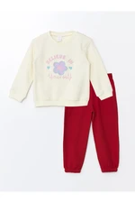 LC Waikiki Crew Neck Long Sleeve Printed Baby Girl Sweatshirt and Tights 2-Piece Set