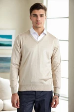 38804 Dewberry Mens V Neck Knit Sweater-STONE