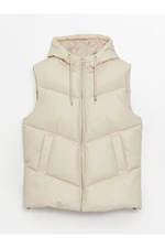 LC Waikiki Hooded Plain Leather Look Women's Puffer Vest