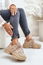 Women's sneakers on a massive sole beige Amoserna