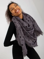 Women's dark gray scarf with prints