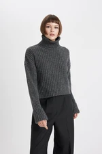 DEFACTO Crop Turtleneck Rib Sweater