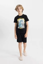 DEFACTO Boy's Printed Short Sleeve Pajama Set with Shorts