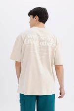 DEFACTO Oversize Fit Crew Neck Back Printed Short Sleeve T-Shirt