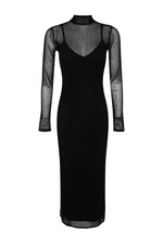 Trendyol Limited Edition Black Shiny Stone Tulle Dress