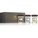 Woodwick Fireside + White Teak + Sand & Driftwood dárková sada 3x85 g