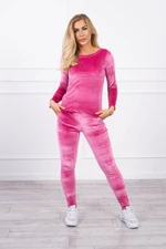 Velour set with ruffles at the back fuchsia