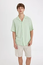 DEFACTO Relax Fit Open Collar Cotton Short Sleeve Shirt