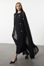 Trendyol Black Woven Stone Embroidered Cloak