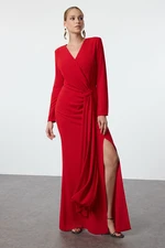 Trendyol Red Plain Regular Unlined Woven Evening Dress & Graduation Dress