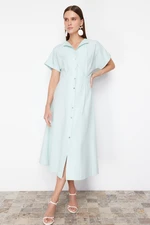 Trendyol Mint Waist Opening Midi Woven Shirt Dress