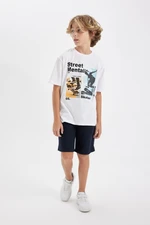 DEFACTO Boy's Printed Short Sleeve T-Shirt Shorts 2-Piece Set