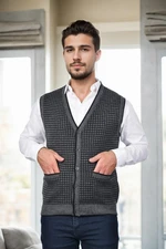 37376 Dewberry Houndstooth Patterned Mens Knit Vest-GREY