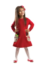 Denokids Twin Deer Girl Velvet Red Christmas Dress