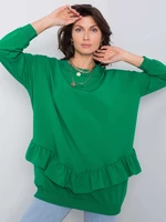 Green cotton sweatshirt with frills