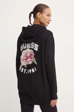 Bavlnené šaty Guess PEONY čierna farba, mini, oversize, V4YQ13 K68I4