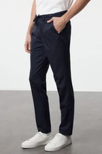 Trendyol Navy Blue Slim Fit Waist Tie Detailed Fabric Woven Trousers