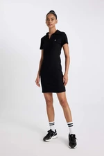 DEFACTO Fit Slim Fit Shirt Collar Short Sleeve Rib Dress