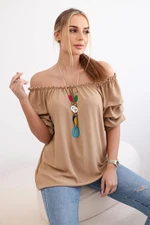 Spanish blouse with decorative sleeves Camel