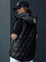 Women's quilted vest with hood GLITZY black Dstreet