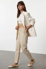 Trendyol Beige High Waist Mom Jeans