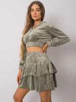 Khaki two-piece velour set