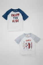 DEFACTO Baby Boy Crew Neck Skateboard Printed 2-Pack Short Sleeve T-Shirt