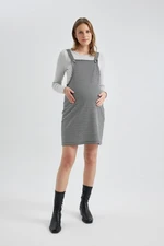 DEFACTO Regular Fit Patterned Maternity Mini Overall Dress