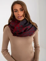 Dark grey and red women's knitted scarf