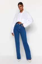 Trendyol Blue High Waist Comfort széles szárú farmer