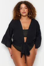 Trendyol Curve Black Double Breasted Collar Blouse