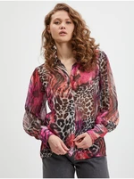 Dark pink Ladies Patterned Shirt Guess Raven - Women