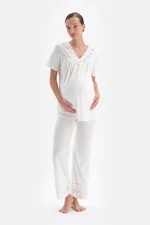 Dagi White Modal Maternity Pajama Pants