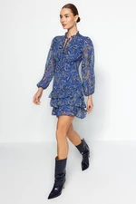 Trendyol Navy Blue Skirt Frilly Collar Detailed Woven Woven Dress