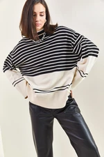 Bianco Lucci Women's Striped Knitwear Sweater