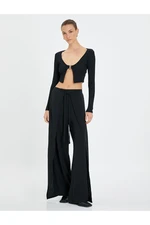 Koton Wide Leg Trousers with Tie Detail, Elastic, Normal Waist