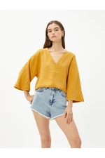 Koton Crop Top V-Neck Short Sleeve