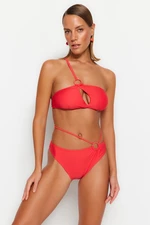 Trendyol Normal Leg Bikini Bottom with Red Accessories