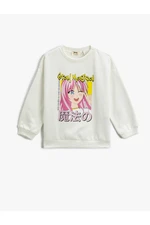 Koton Anime Printed Sweatshirt Crew Neck