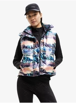 Blue-pink Desigual Madelaine Quilted Vest - Ladies