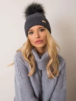 Dark grey hat with pompom RUE PARIS