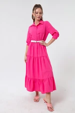 Lafaba Women's Fuchsia Belted Long Dress