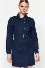 Trendyol Navy Blue Belted Mini Woven Woven Dress