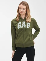 Green women's zip-up sweatshirt with GAP logo