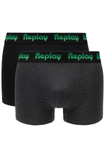 Replay Boxerky Boxer Style 5 Żakardowe logo 2szt Pudełko - Black/D G Mel/Gre