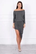 Asymmetrical dress, 3/4 sleeves, graphite melange