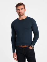 Ombre Classic men's sweater with round neckline - navy blue