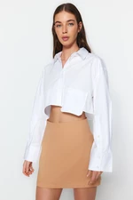 Trendyol Camel Basic High Waist A-Line Mini Woven Skirt