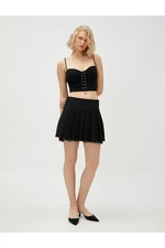 Koton Pleated Mini Skirt with Lace Detail